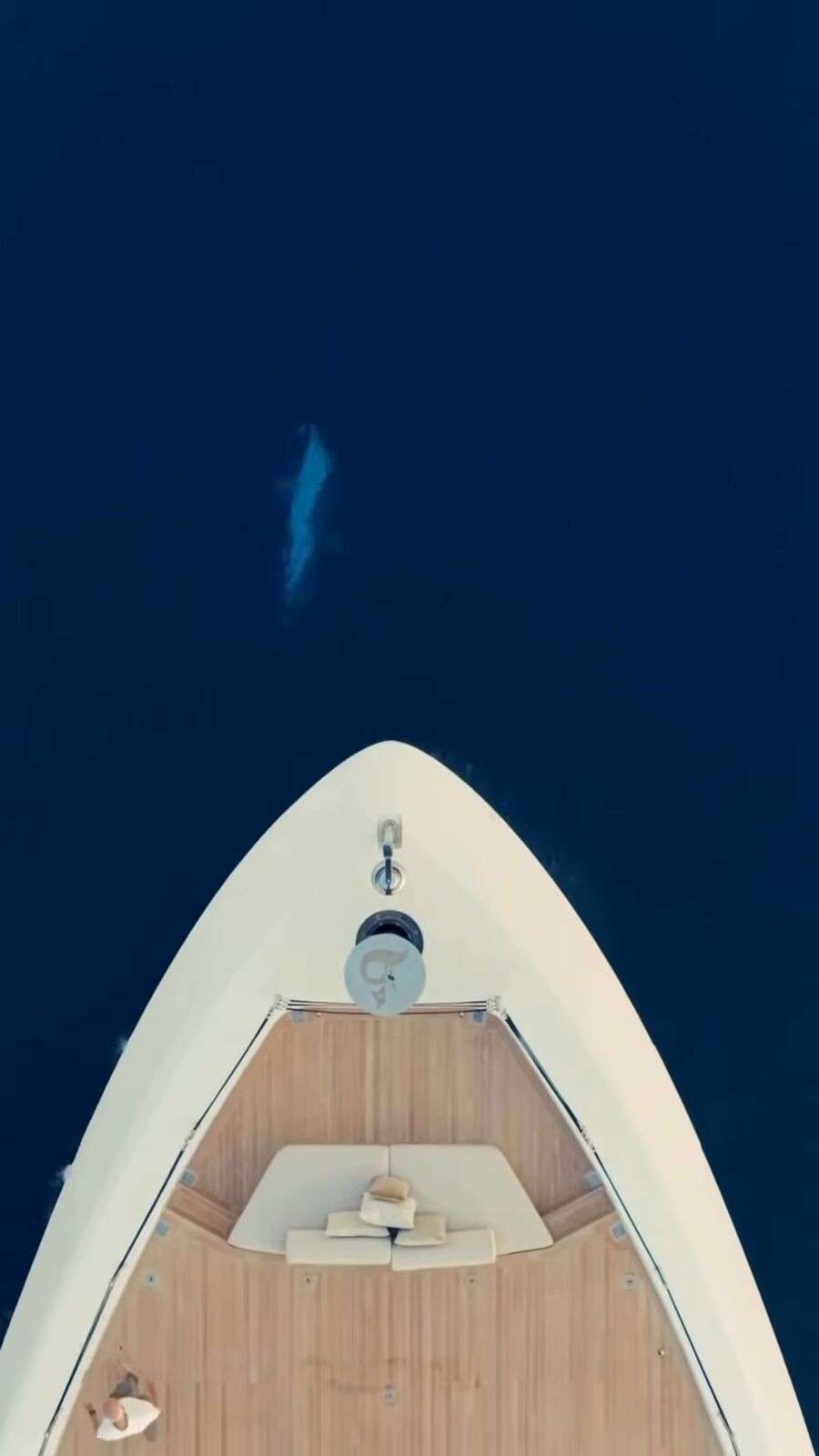 Yacht bow from above