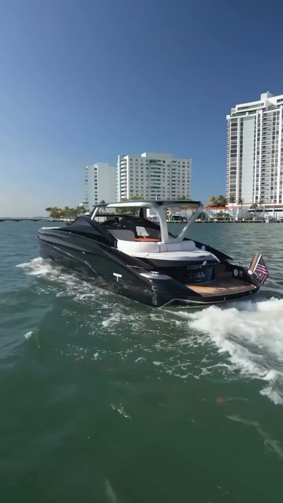 Tecnomar 53 with the Miami Beach towers behind